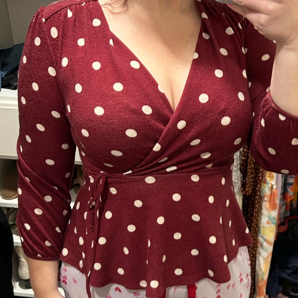 Monteau Peplum Wrap Top - medium